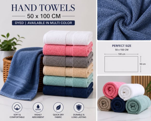 multi color hand towels 50x100 cm soft dyed cotton hand towel set colorful bathroom towels close up absorbent hand towel fabric texture